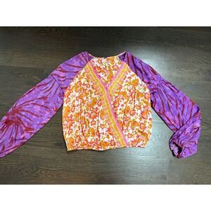 Free people Cruisin' Together Print Top Boho Casual ‎ Vibrant paisley ~XS